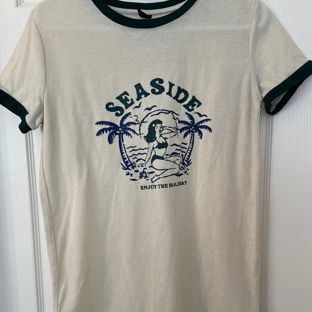 Dazy Seaside Cream and Green Men's Shirt